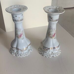 Floral Porcelain Candle Holders